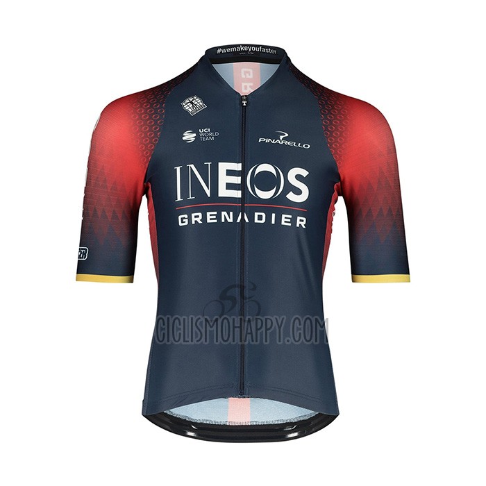 INEOS Grenadiers Cycling Jersey Bib Short 2022 Short Sleeve Deep Blue Red